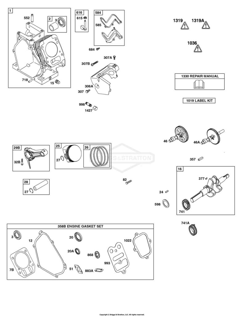 Camshaft, Crankshaft, Cylinder, Piston Group