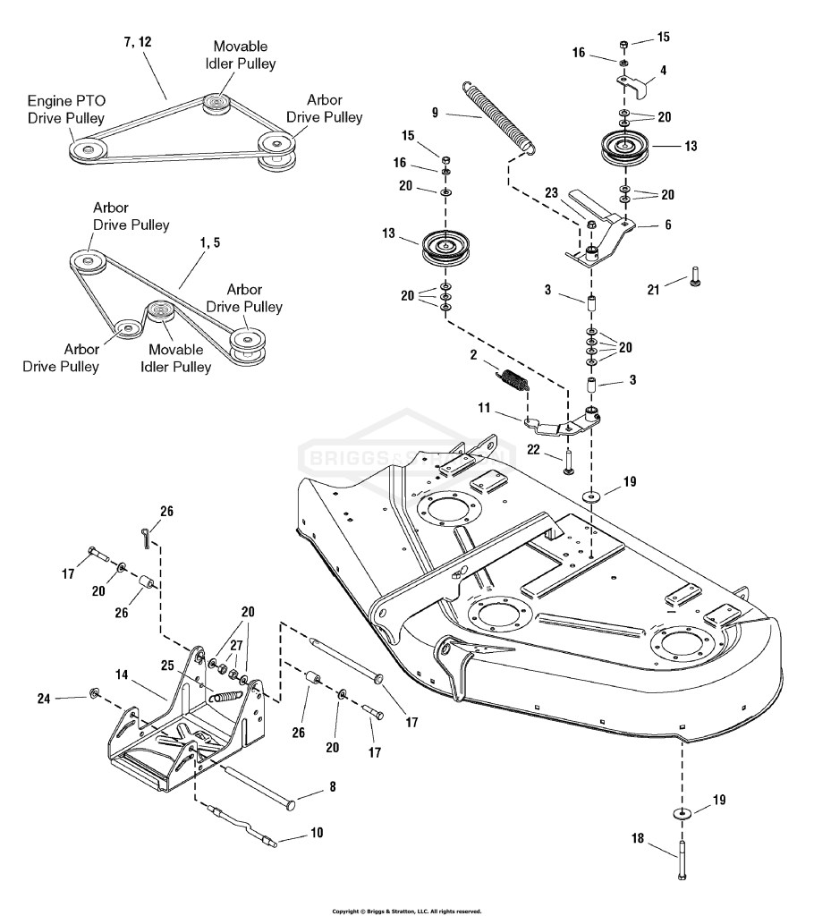 44 & 50 Mower Deck - Clutch & Support Group