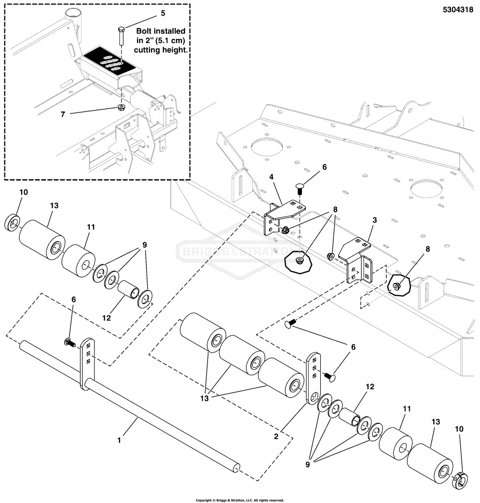 52 & 61 Mower Deck Group - Rear Roller Bar (5304318)