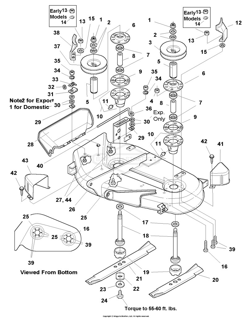 38 Mower Deck - Housing, Arbors & Blades Group