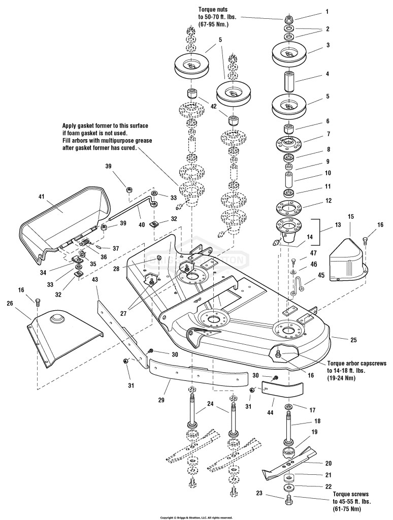 50 Mower Deck - Housing, Arbors & Blades Group