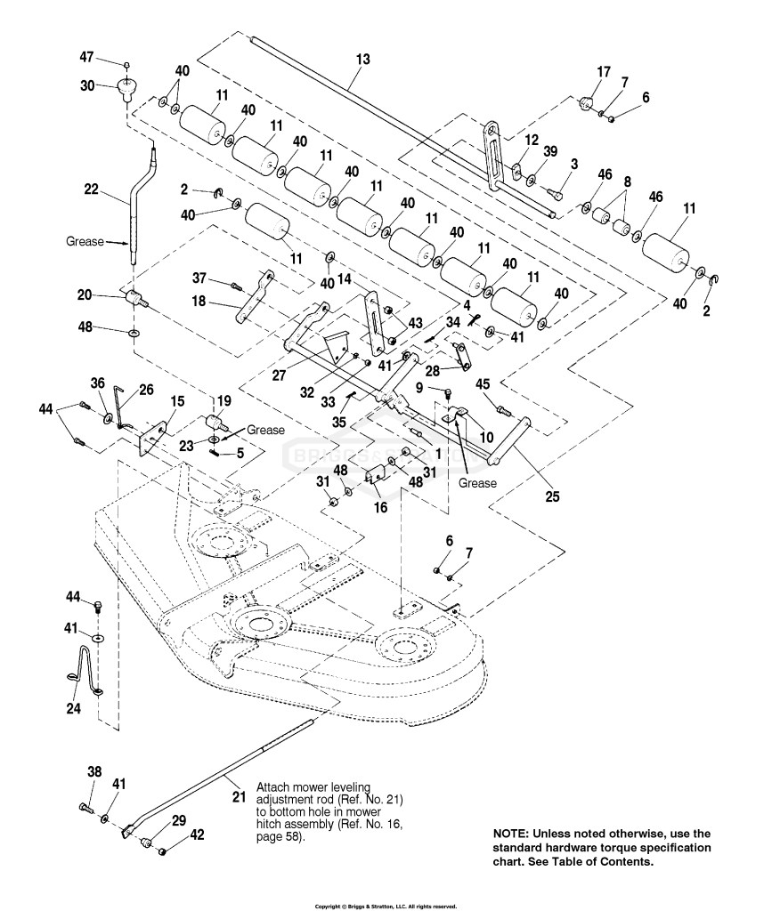 44 Mower Deck - Height Adjustment & Rollers