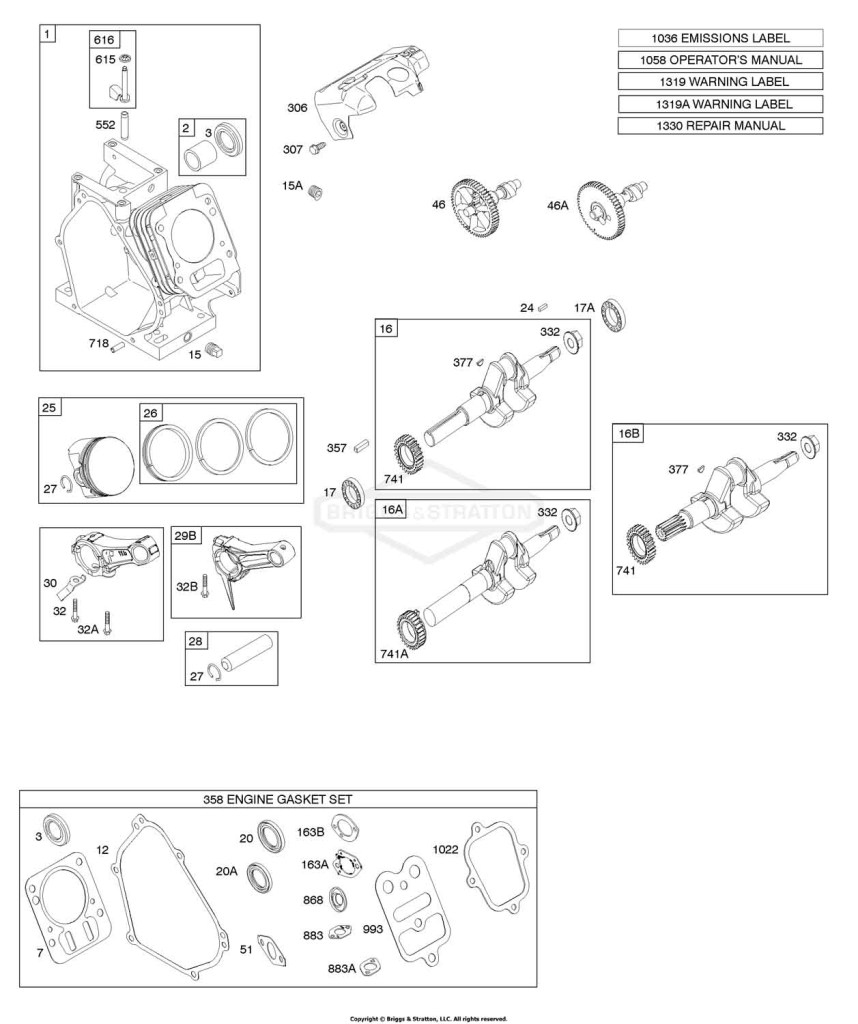 Camshaft, Crankshaft, Cylinder, Piston Group