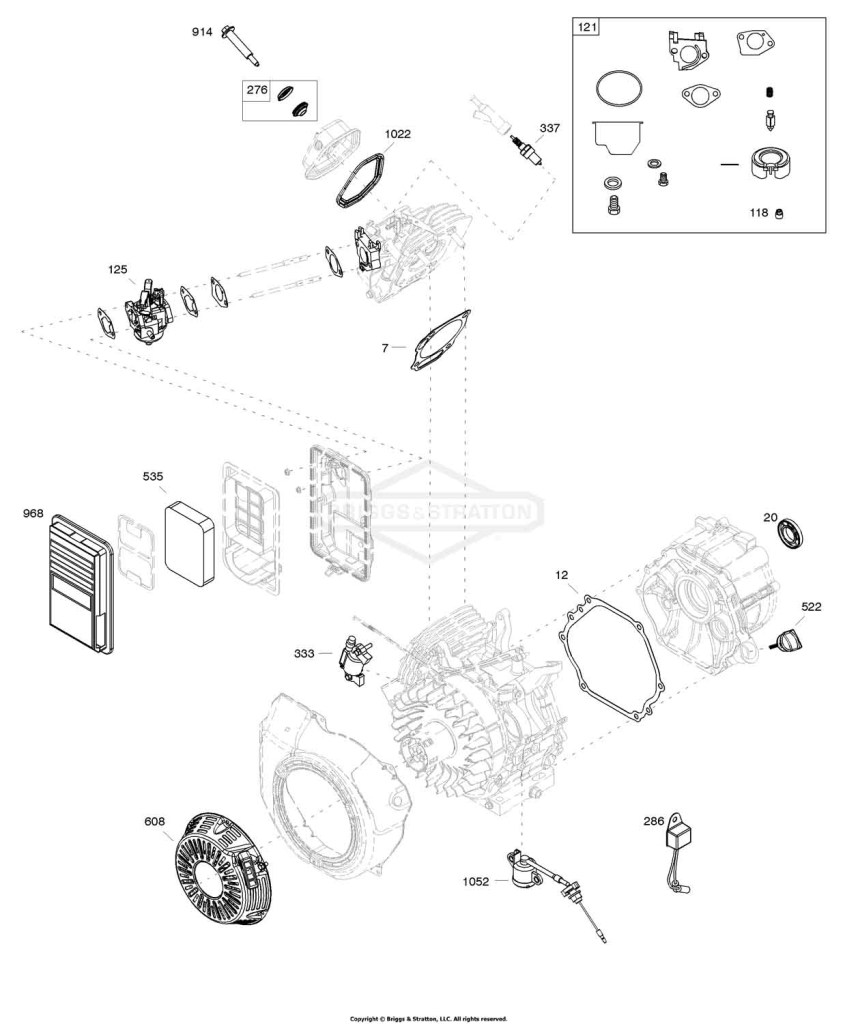 Air Cleaner, Carburetor, Gaskets, Ignition, Lubrication, Operator's Manual, Rewind Starter, Spark Plug
