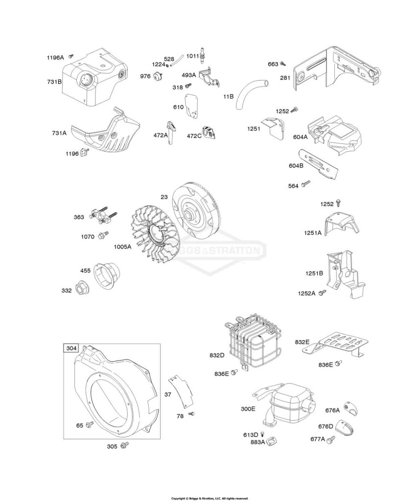 Blower Housing/Shrouds, Exhaust System, Flywheel