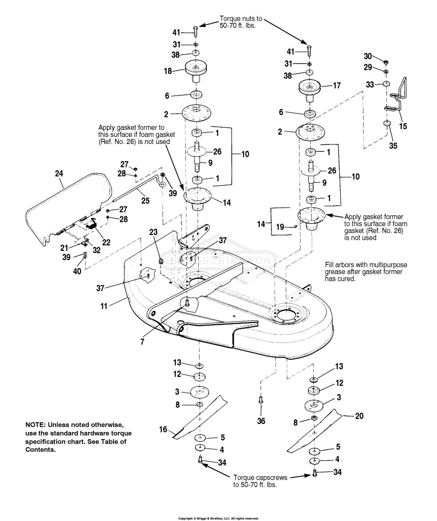 38 Mower Deck - Housing, Arbors & Blades