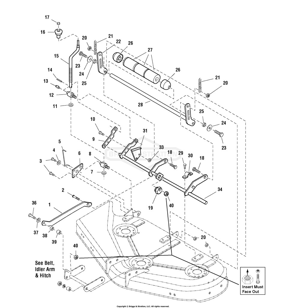 44 Mower Deck - Height Adjustment & Roller Bar