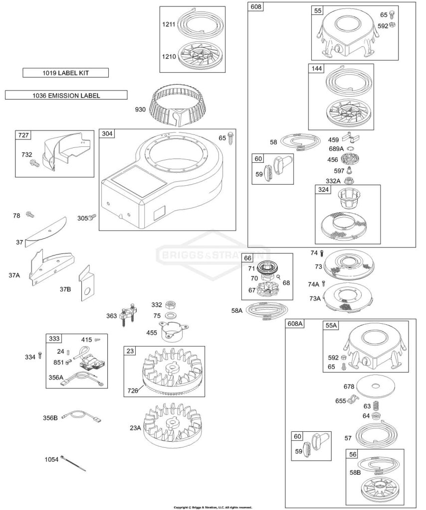 Blower Housing, Flywheel, Armature, Rewind