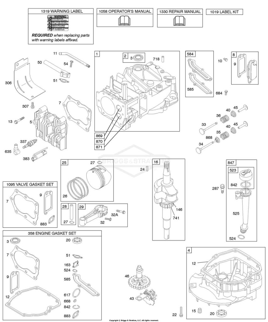 Cams, Crankcase Cover/Sump, Crankshaft, Cylinder Group, Kit/Gaskets, Oil, Piston Group, Valves