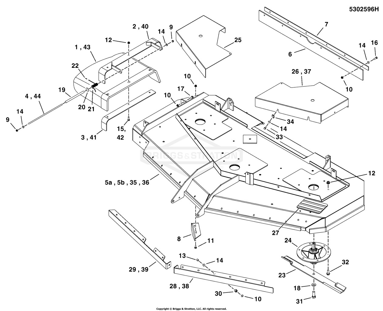 72 Mower Deck - Housing, Covers & Spindles - Side Discharge