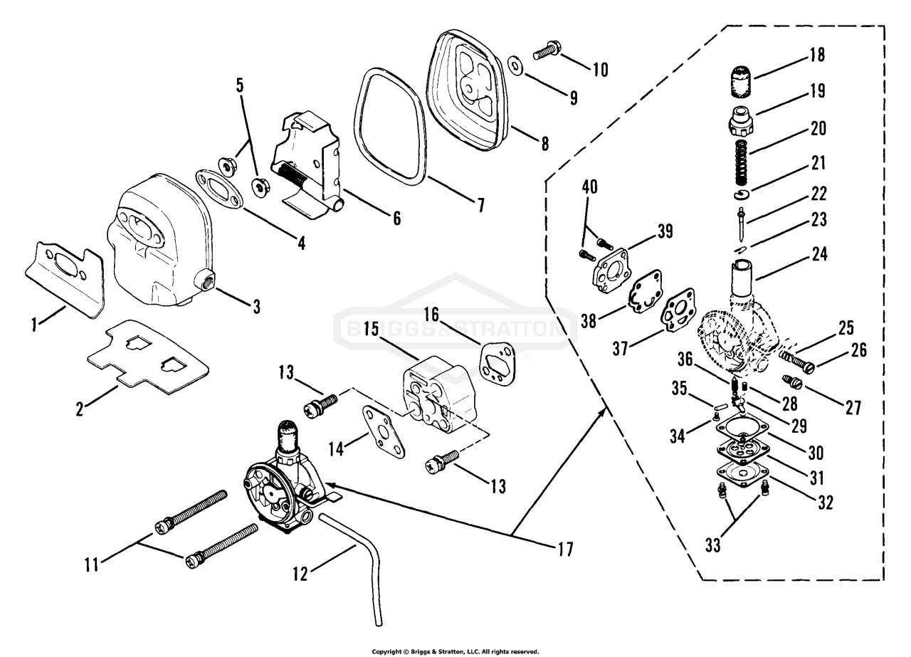 210SS Carburetor Assm'y And Spark Arrestor Assm'y