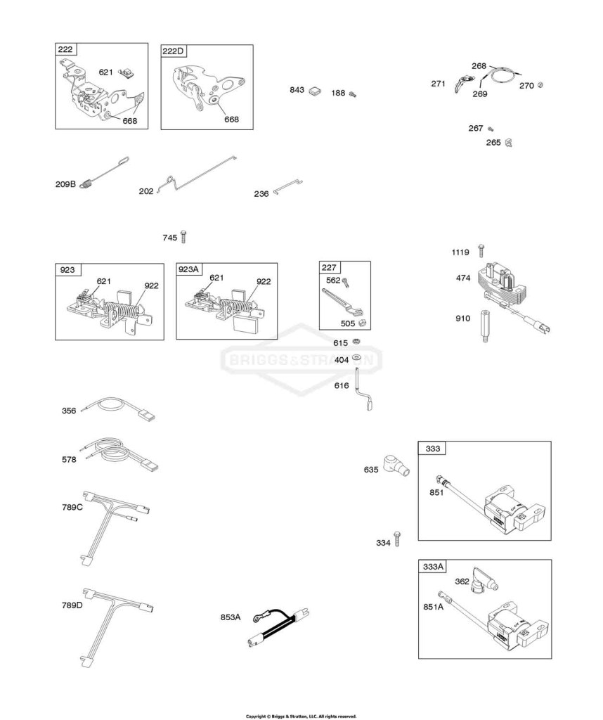 Blower Housing, Controls, Flywheel Brake, Governor Spring, Ignition