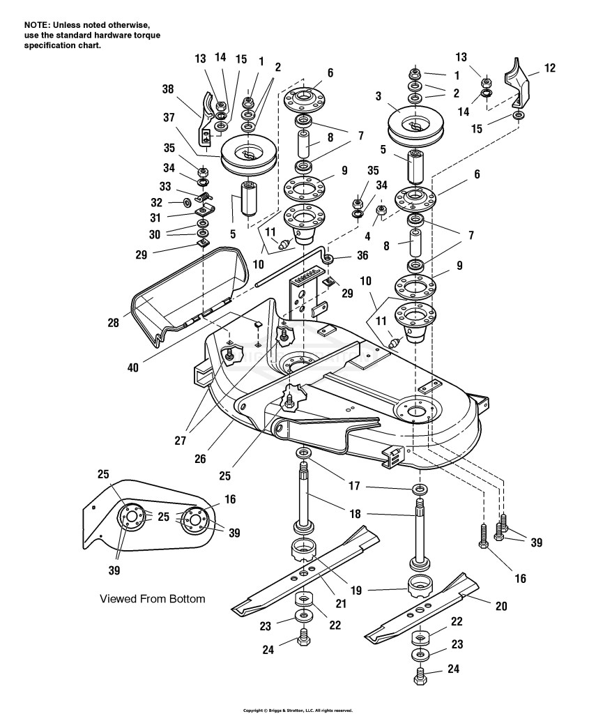 38 Mower Deck - Housing, Arbors & Blades