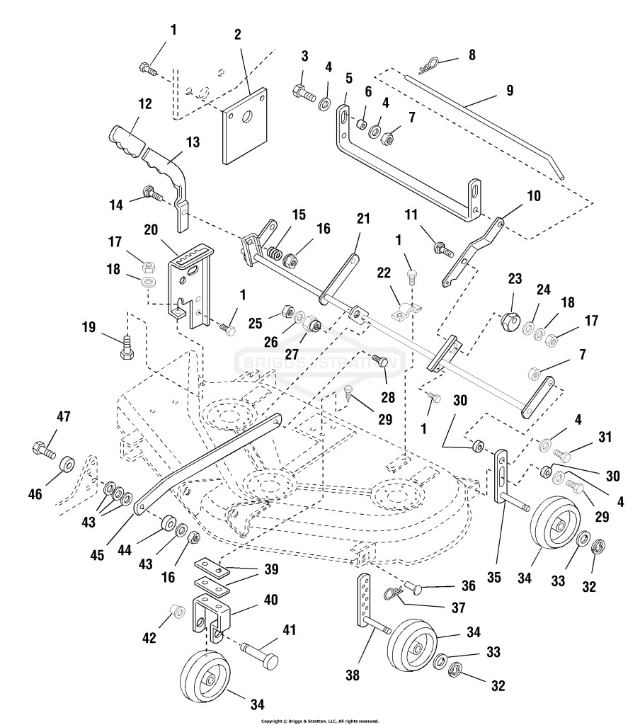 44 Mower Deck - Height Adjustment & Rollers