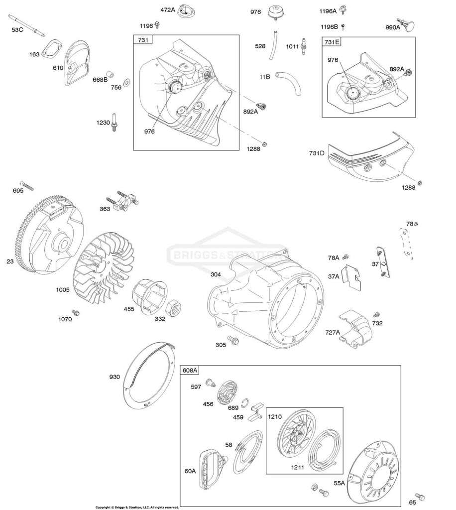 Blower Housing/Shrouds, Flywheel, Rewind Starter