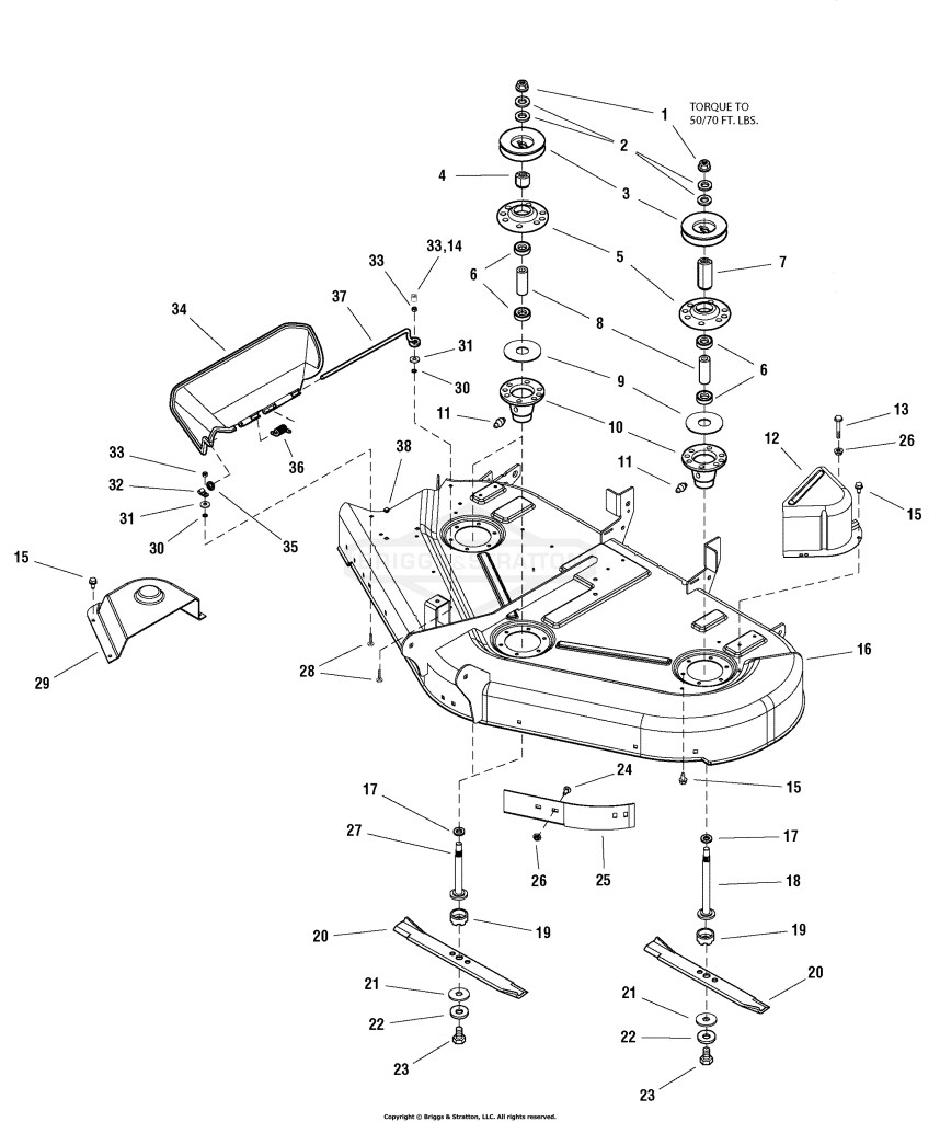 50 Mower Deck - Housing, Arbors & Blades Group - LT22500