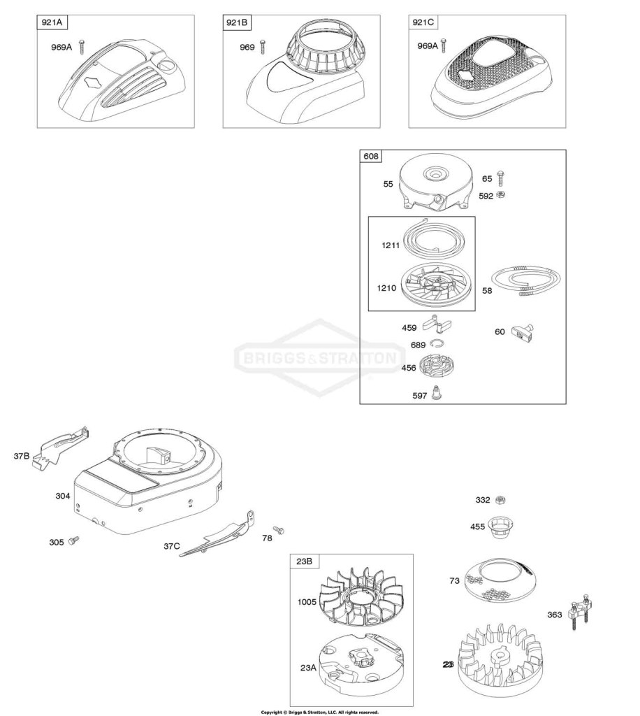 Blower Housing/Shrouds, Flywheel, Rewind Starter