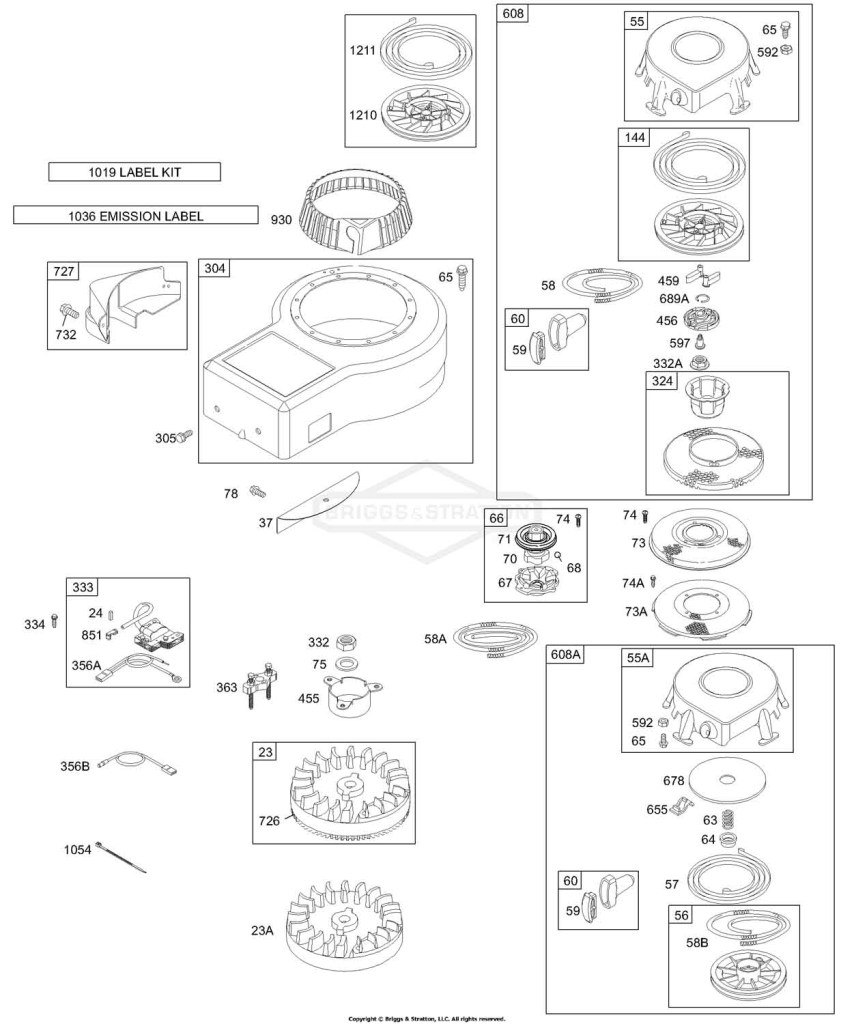 Blower Housing, Flywheel, Armature, Rewind
