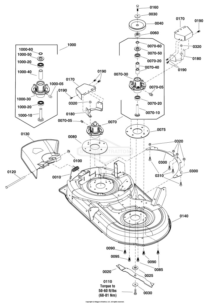 42 Mower Deck - Housing, Arbors & Blade Group