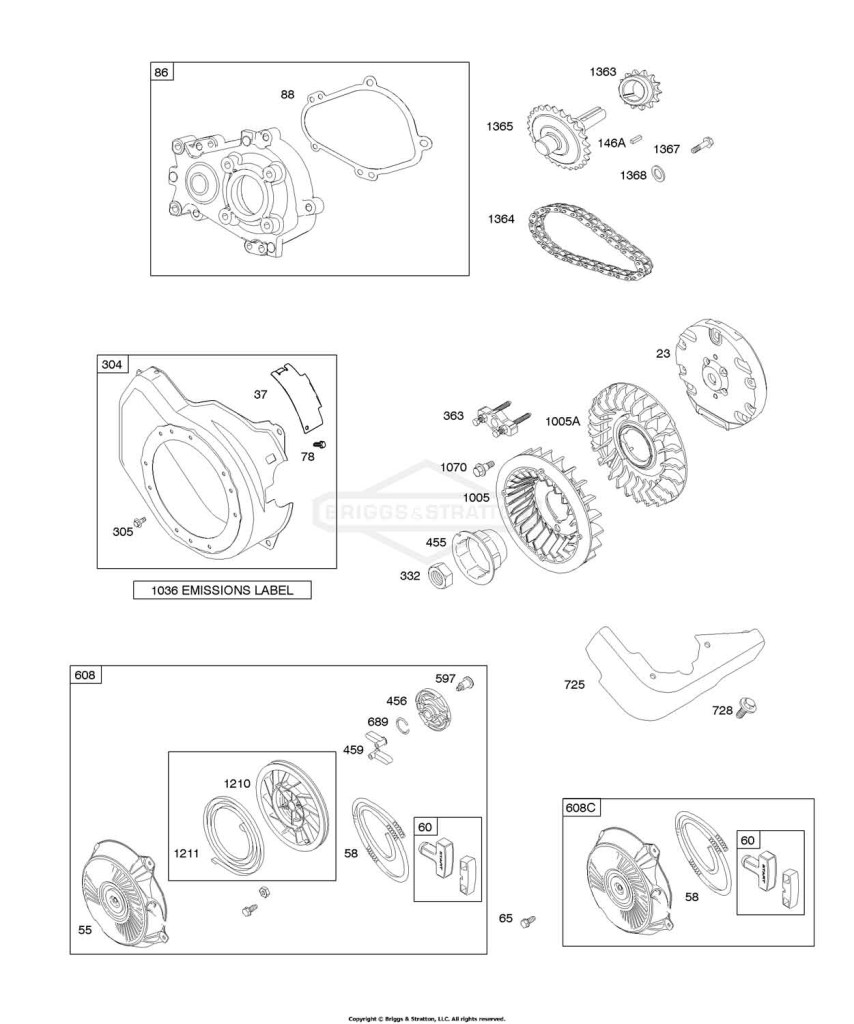 Blower Housing/Shrouds, Flywheel, Gear Reduction, Rewind Starter