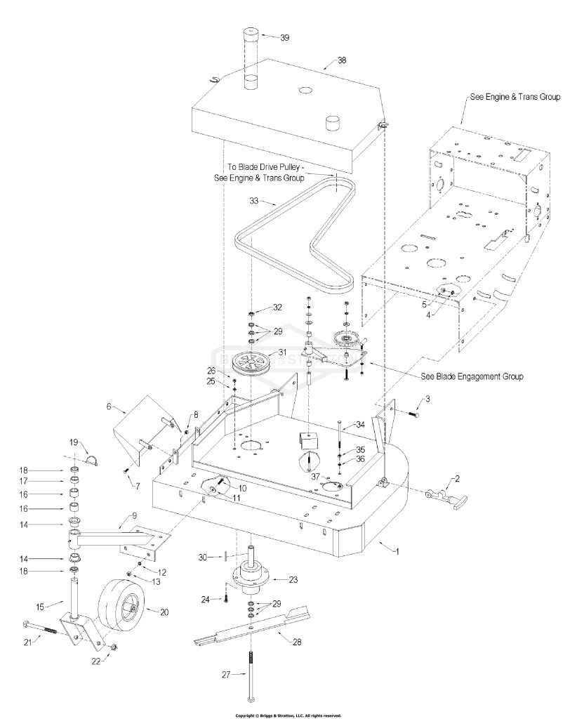 32 Mower Deck - Housing, Covers, Spindles & Blades