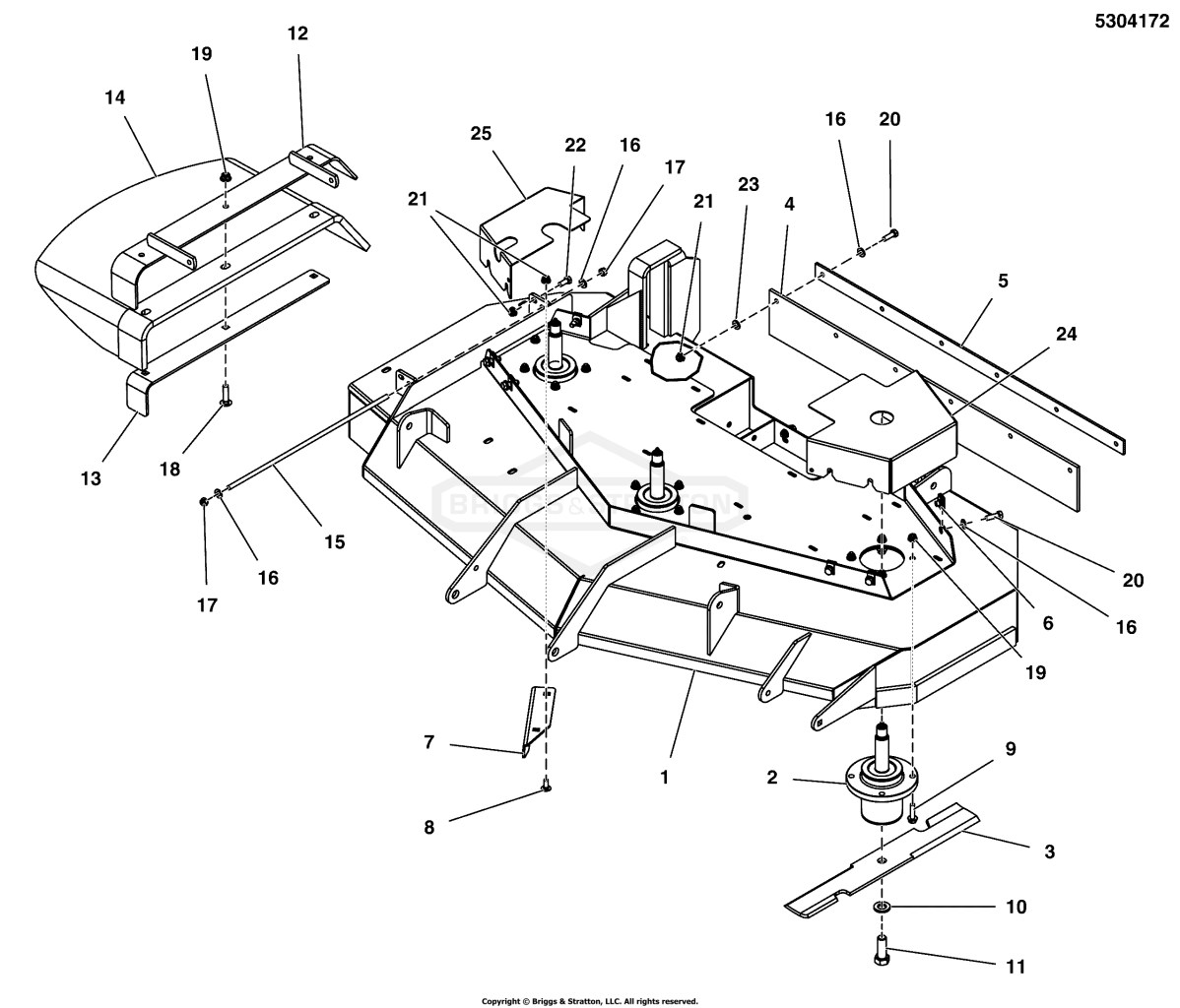 52 Mower Deck - Housing, Covers, Spindles & Blades