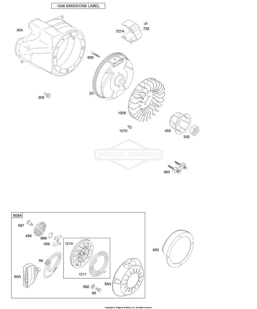 Blower Housing/Shrouds, Flywheel, Rewind Starter
