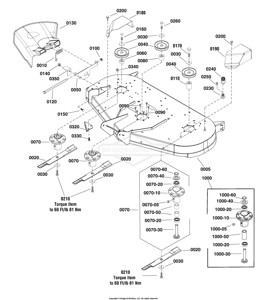 48 (122cm) Mower Deck - Housing, Arbors & Blades Group