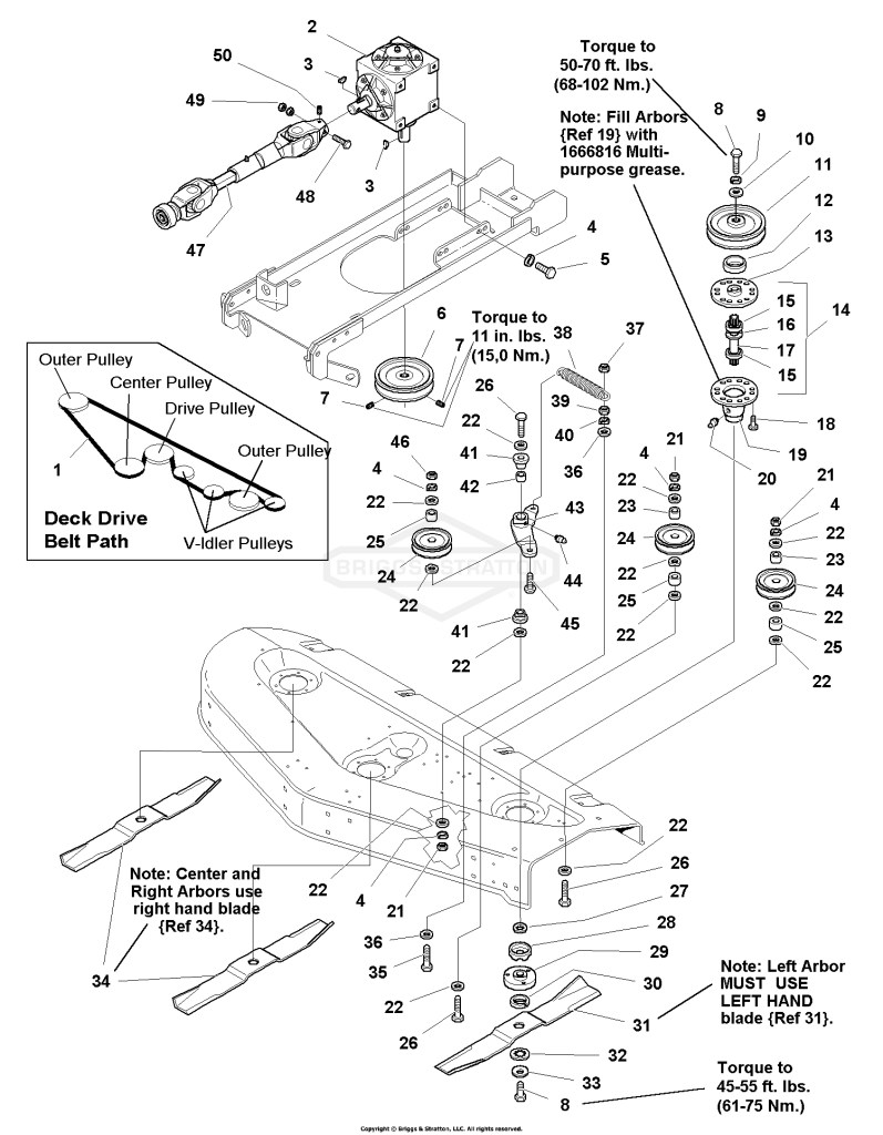 60 Mower Deck - Drive, Belt, Arbor & Blade Group