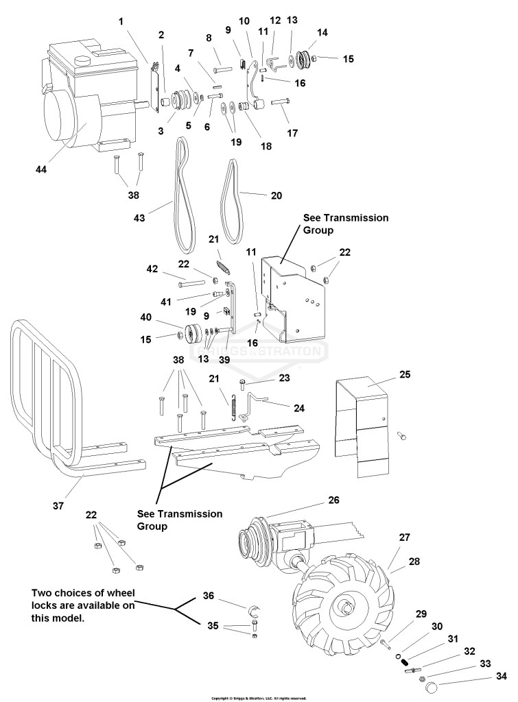 Engine Mount, Belts & Wheels Group