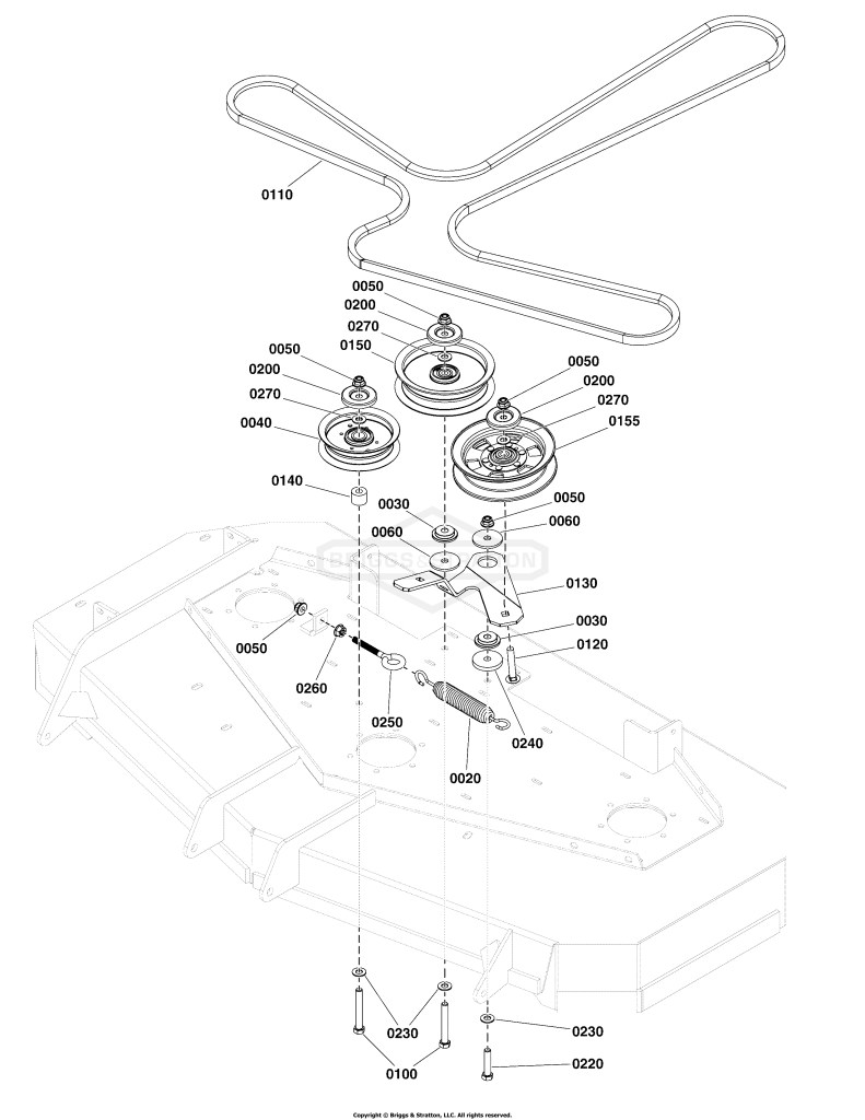 48 Mower Deck Group - Pulleys, Belt & Idler Arm