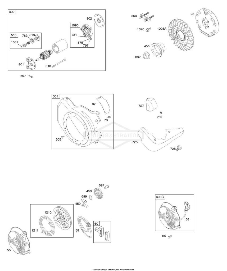 Blower Housing, Electric Starter, Flywheel