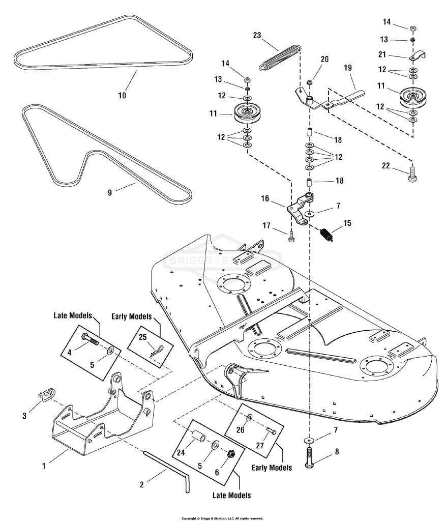 44 & 50 Mower Deck - Clutch & Support Group