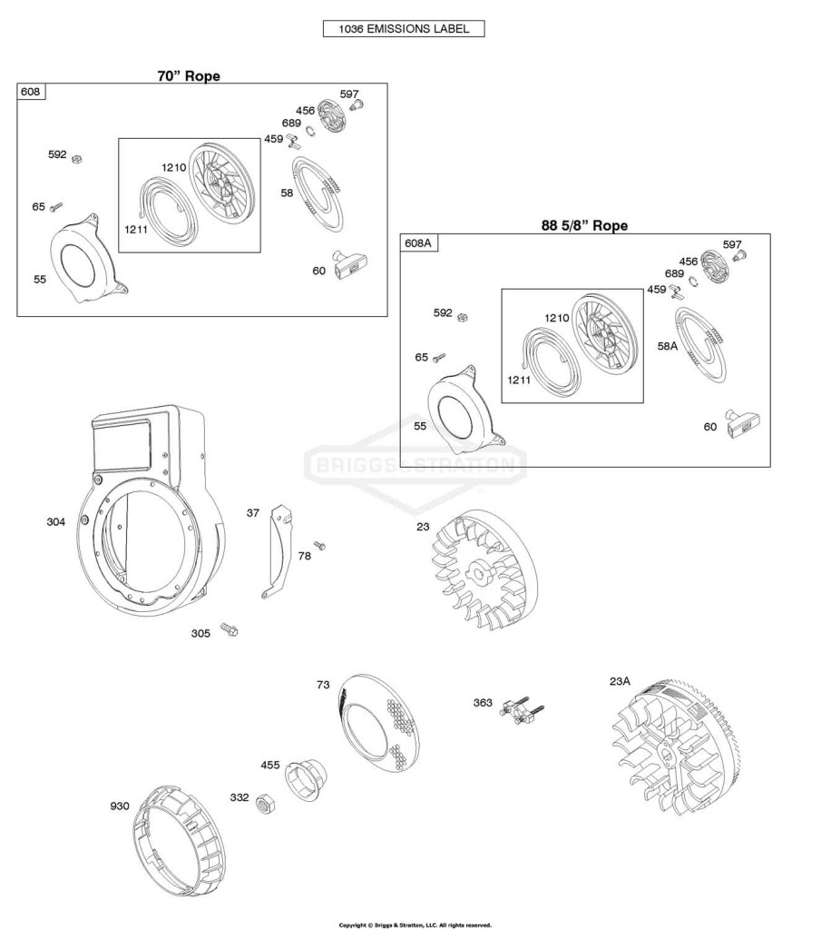 Blower Housing/Shrouds, Flywheel, Rewind Starter