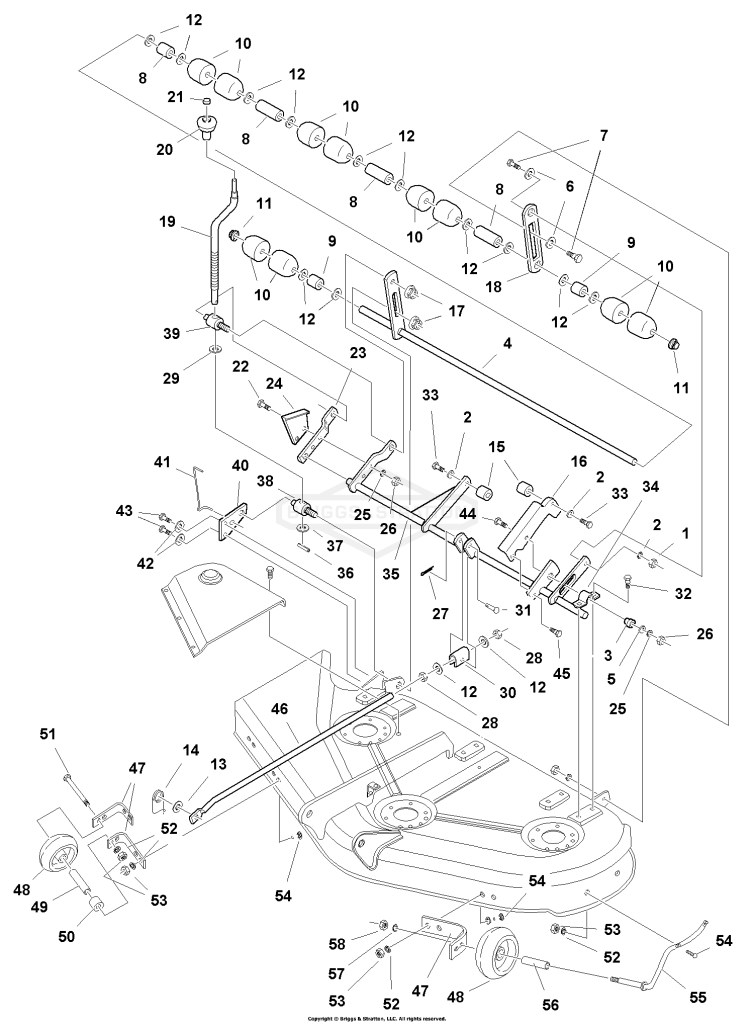 50 Mower Deck - Height Adjustment & Roller Bar