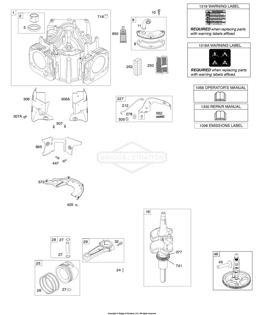 Camshaft, Crankshaft, Cylinder, Piston, Rings, Connecting Rod