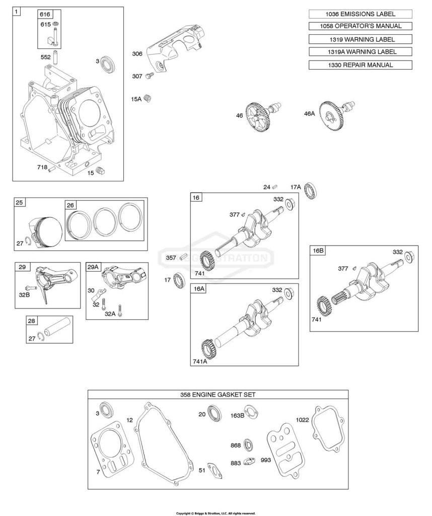 Camshaft, Crankshaft, Cylinder, Piston Group