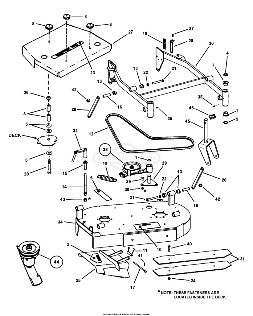 36 MOWER DECK ASSEMBLY (Adjustable Height)