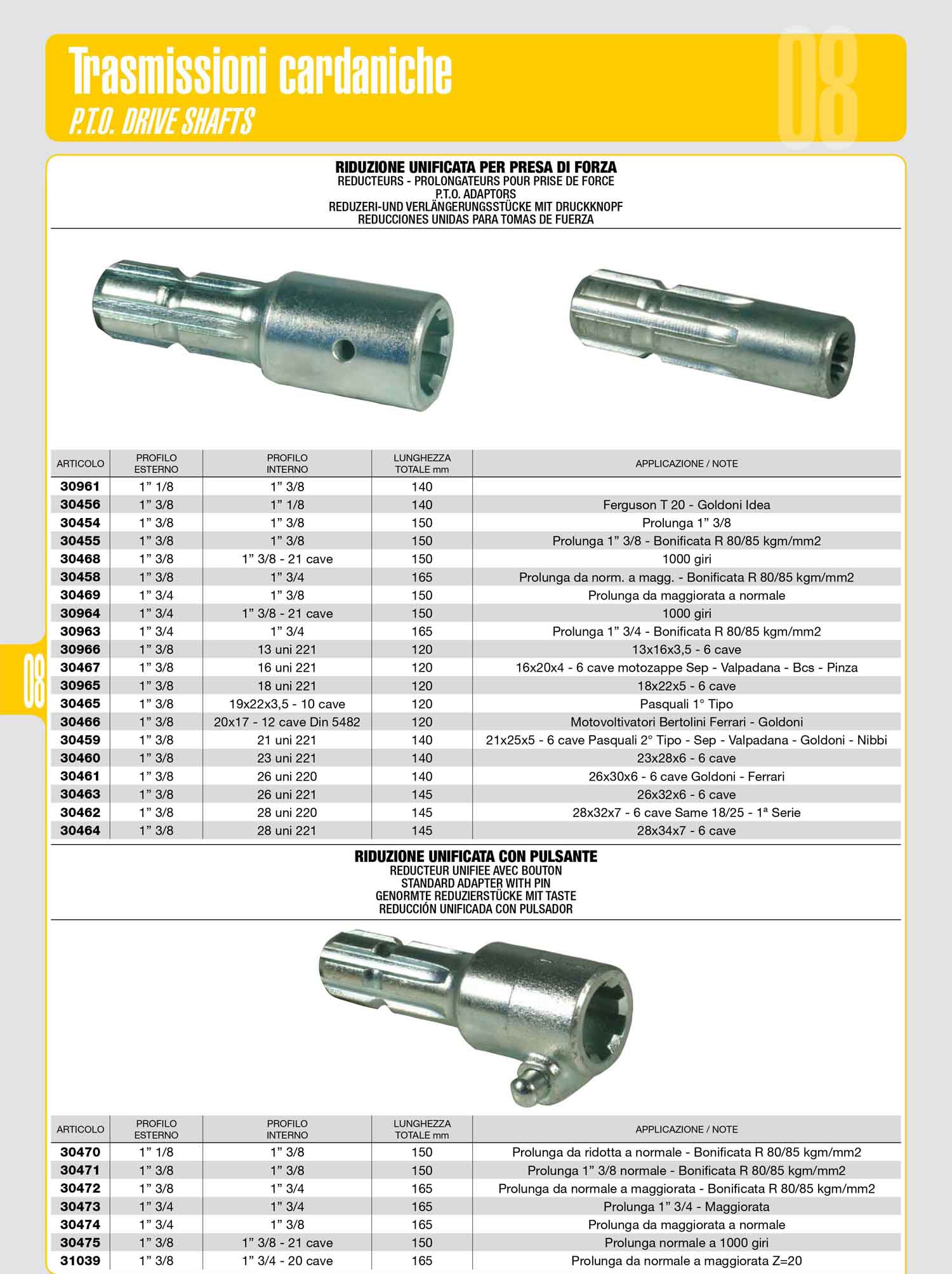 Réducteur De Prise De Force 21x25x5 Mm - Filetage 21 UNI 221 Z6 1 3/8 Z6 - Neuf