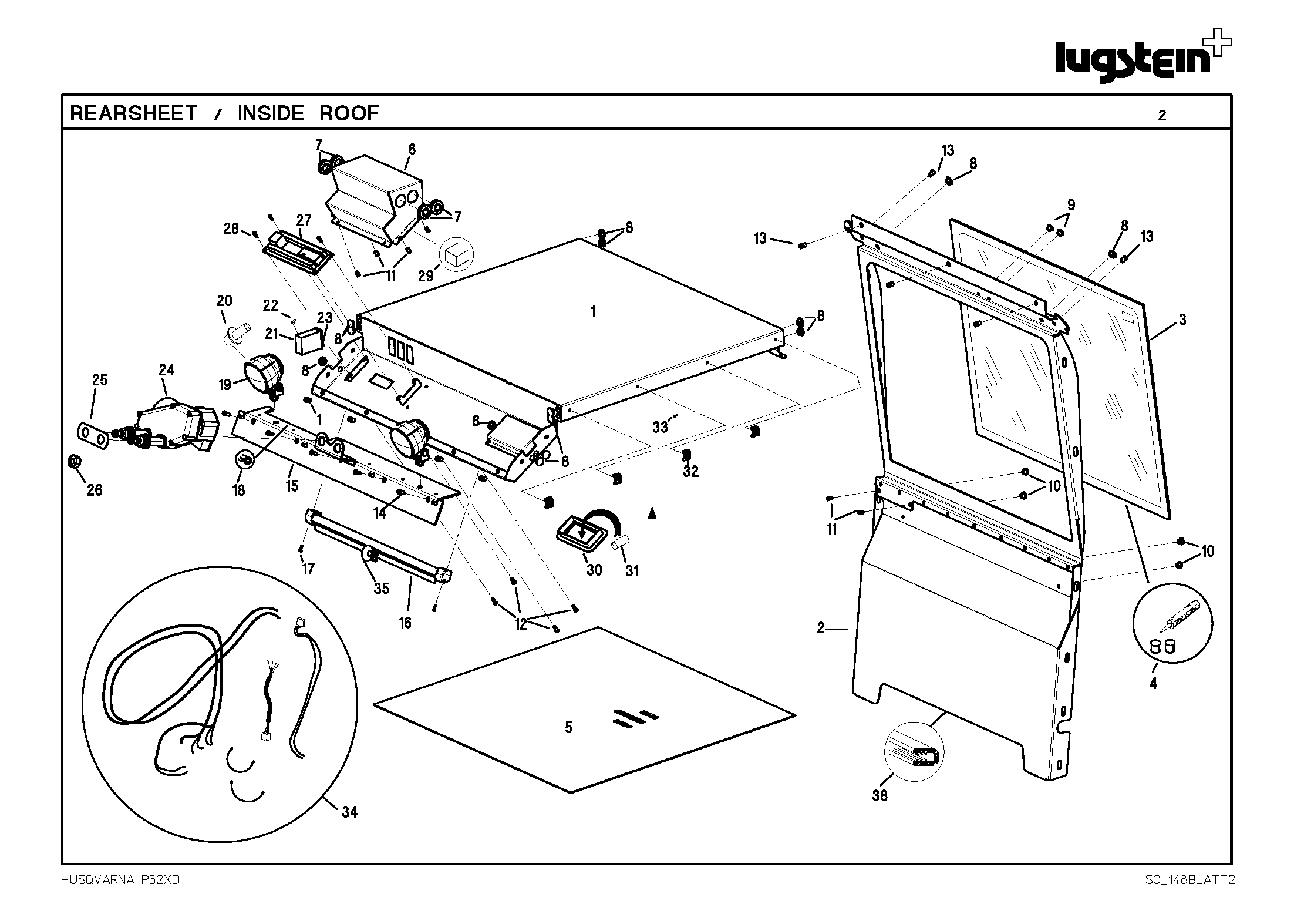 REARSHEET / INSIDE ROOF WITH COMPONENTS
