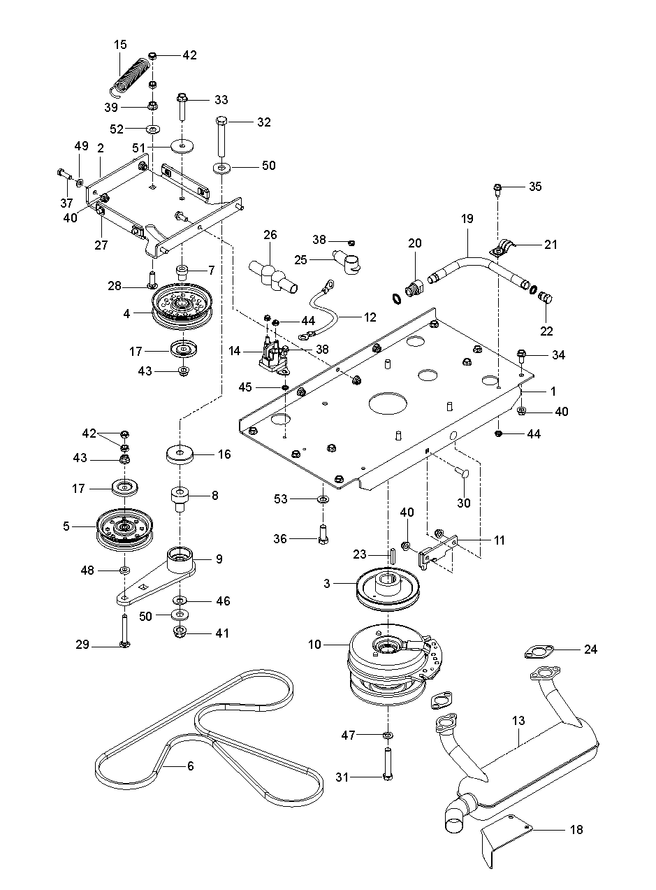 ENGINE MOUNTING, GUARDS & MUFFLER