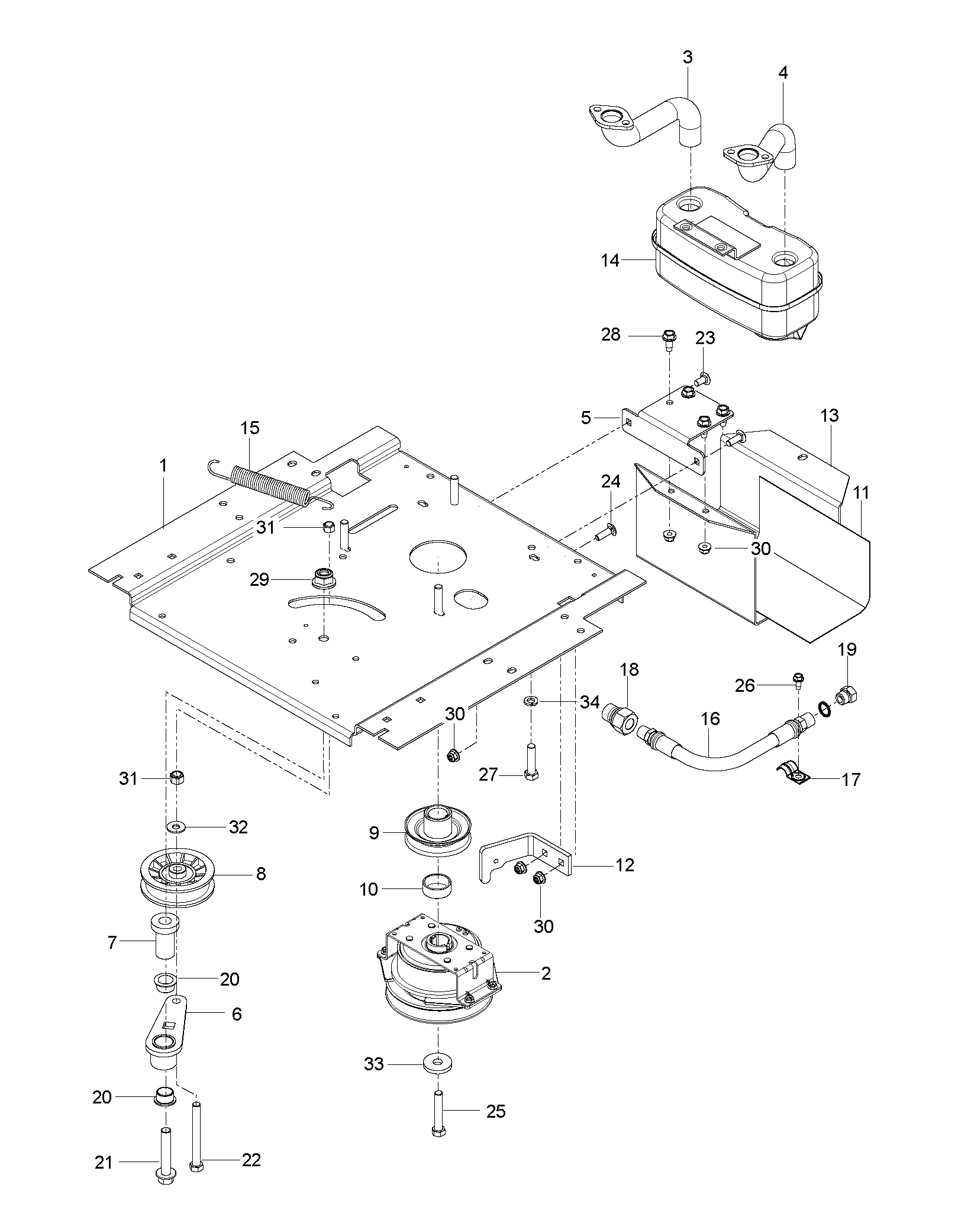 ENGINE MOUNTING, GUARDS & MUFFLER