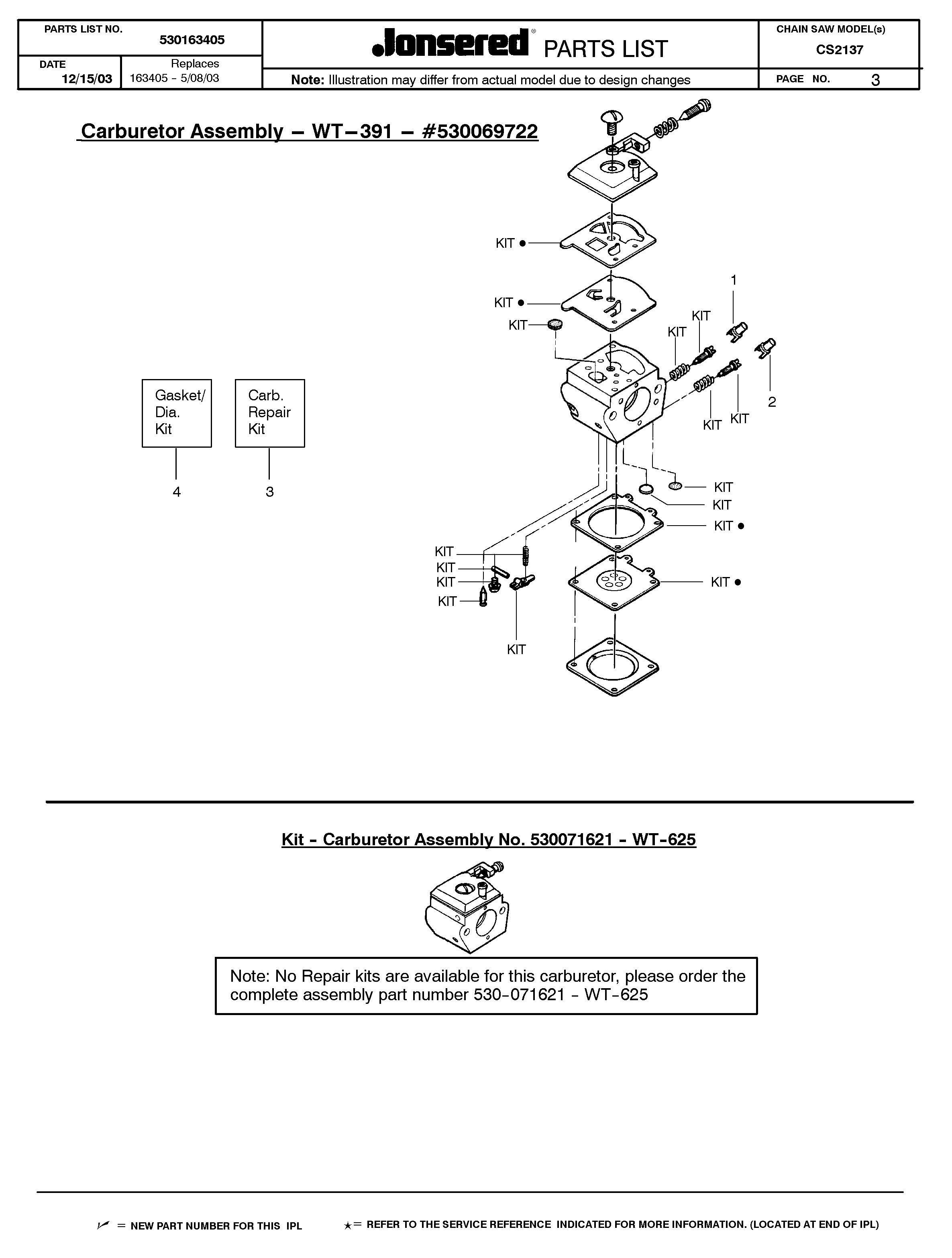DÉTAILS DU CARBURATEUR