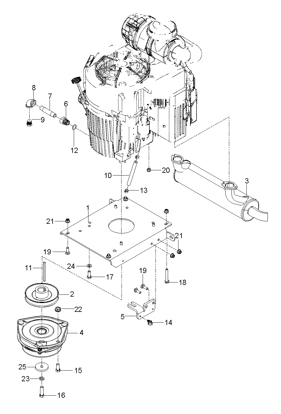 ENGINE MOUNTING, GUARDS & MUFFLER