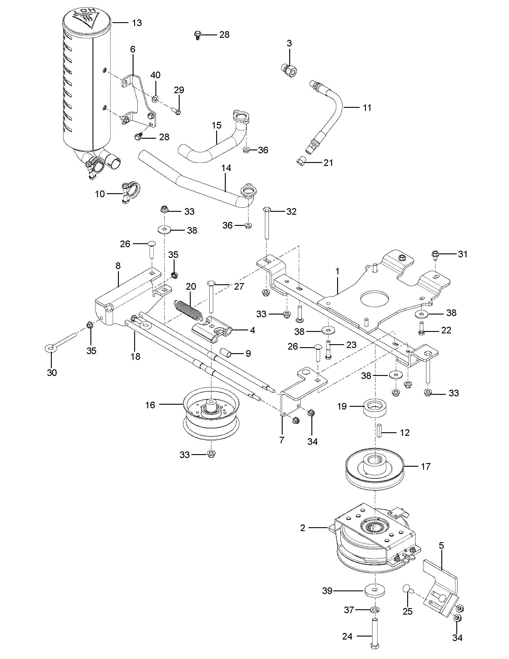 ENGINE MOUNTING, GUARDS & MUFFLER